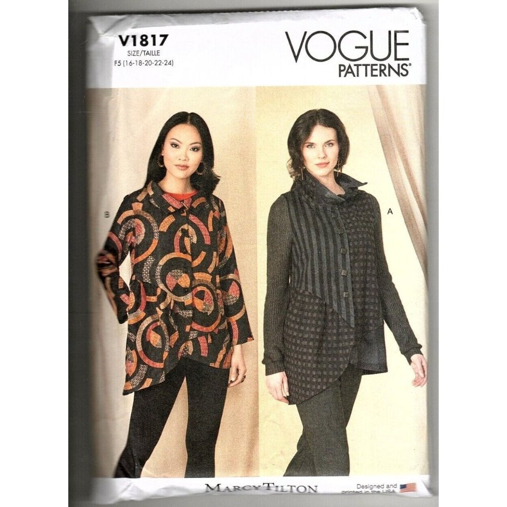 Vogue V1817 Womens 16 to 24 Marcy Tilton Jacket and Vest Sewing Pattern New